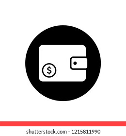 Wallet vector icon, cash symbol. Simple, flat design for web or mobile app