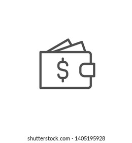 Wallet vector icon, Dollar sign purse money concept line outline symbol linear thin symbol, flat design for web website mobile app.