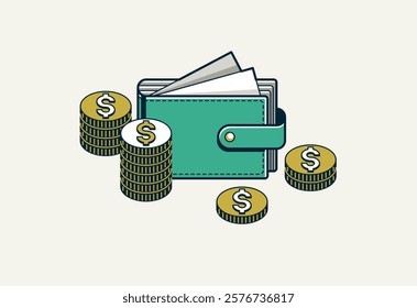 Wallet vector icon, electronic wallet e-wallet illustration, bank account, internet shopping, purchasing online.