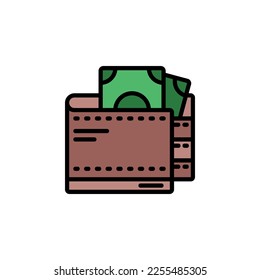 Brieftasche Vektorsymbol gefüllt Linie Stil. Perfekt für Website, Anwendung, Handel, Präsentation, Logo und mehr. einfaches und modernes Umrisssymbol