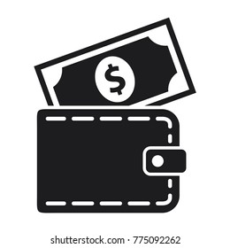 wallet vector icon, flat design best wallet illustration, wallet and money icon conception 