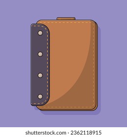Ilustración de icono del vector de cartera con esquema para elemento de diseño, imágenes prediseñadas, web, página de inicio, etiqueta, cartel. Estilo de dibujo plano