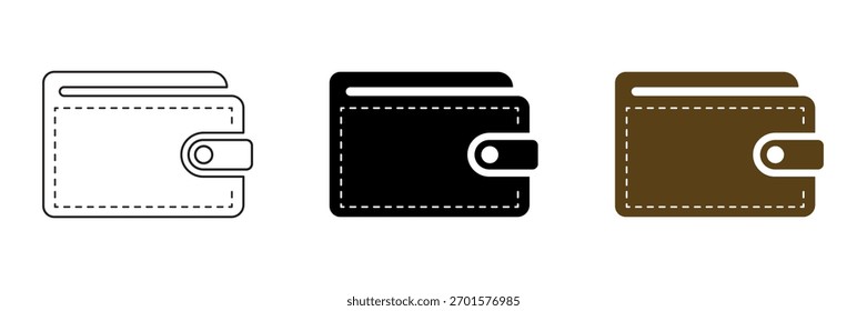 Wallet vector icon illustration. Wallet symbol in line, filled, and colored style for graphic and web design collection.