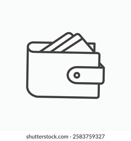 Wallet vector icon isolated in black line