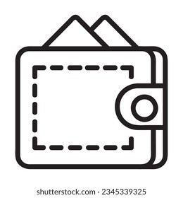 Icono vector de cartera, estilo lineal, aislado en fondo negro y blanco.