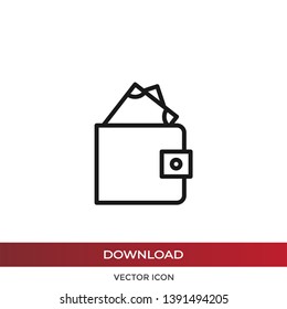 Wallet vector icon in modern design style for web site and mobile app