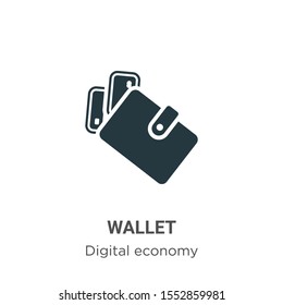 Wallet vector icon on white background. Flat vector wallet icon symbol sign from modern digital economy collection for mobile concept and web apps design.