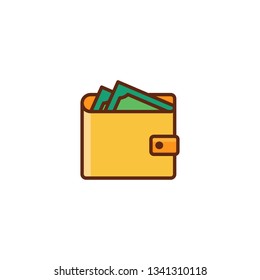 Wallet vector icon, outline style, editable stroke