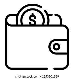 wallet vector icon thin line style for Web and Mobile.