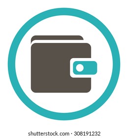 Wallet vector icon. This flat rounded symbol uses grey and cyan colors and isolated on a white background.