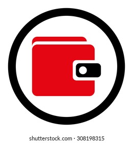 Wallet vector icon. This flat rounded symbol uses intensive red and black colors and isolated on a white background.