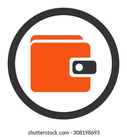 Wallet vector icon. This flat rounded symbol uses orange and gray colors and isolated on a white background.