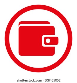 Wallet vector icon. This flat rounded symbol uses red color and isolated on a white background.