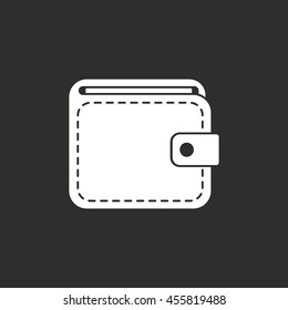 Wallet vector icon. White illustration isolated on black background for graphic and web design.