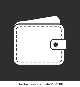 Wallet vector icon. White illustration isolated on black background for graphic and web design.