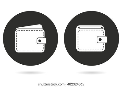 Wallet vector icon. White illustration isolated on black background for graphic and web design.