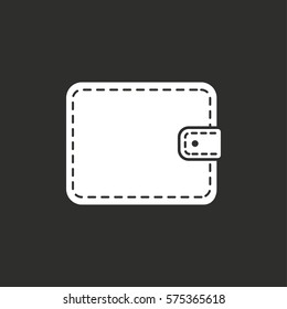 Wallet vector icon. White illustration isolated on black background for graphic and web design.