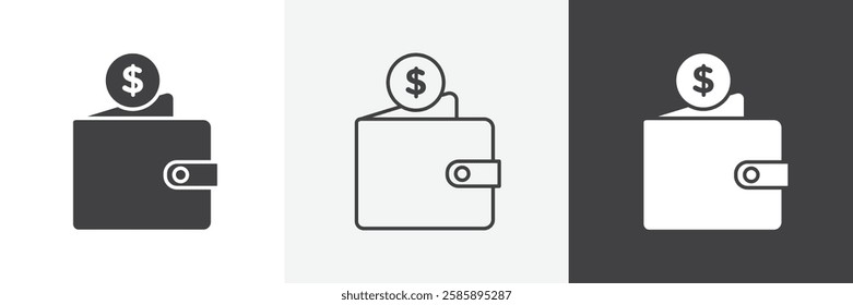 Wallet vector icons collection graphic designs for ui designs