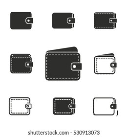 Wallet vector icons set. Illustration isolated for graphic and web design.