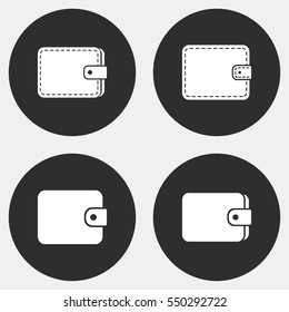 Wallet vector icons set. White illustration isolated for graphic and web design.