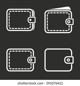 Wallet vector icons set. White illustration isolated for graphic and web design.