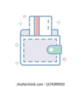 Wallet Vector illustration. Filled Outline Color Icon.