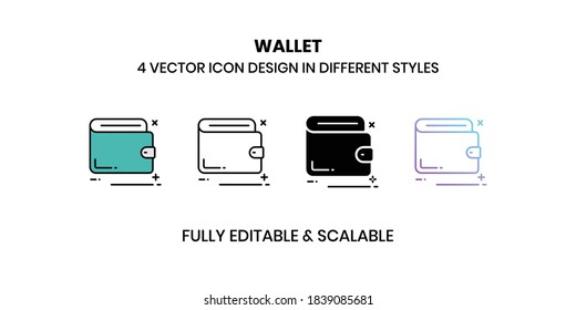 Iconos de ilustración de Wallet Vector en un estilo diferente