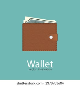 Wallet vector illustration isolated on blue background.