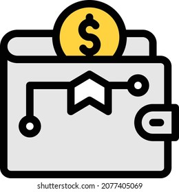 wallet vector illustration isolated on a transparent background . colour vector icons for concept or web graphics.
