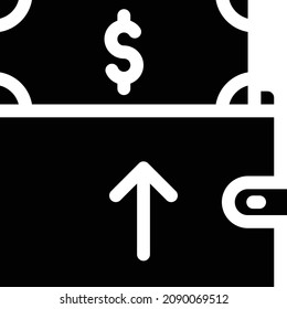 ilustración vectorial de cartera aislada en un fondo transparente. iconos vectoriales de glifo para el concepto o gráficos web.