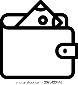 Vektorgrafik für die Geldbörse einzeln auf transparentem Hintergrund . glyph-Vektorsymbole für Konzept- oder Web-Grafiken.