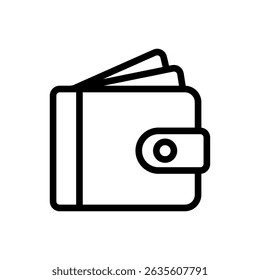 Ilustração de vetor da carteira. Ilustração mínima de wallet no estilo de linha. Ótimo para bancos, economias, transações, e-commerce e temas de compras.