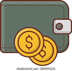 ilustración de wallet Vector en un fondo transparente. Símbolos de calidad premium. Icono de color plano de línea vectorial para el concepto y el diseño gráfico.
