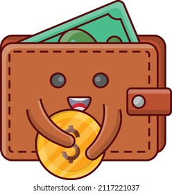 wallet Vector illustration on a transparent background. Premium quality symmbols. Vector line flat icons for concept and graphic design. 