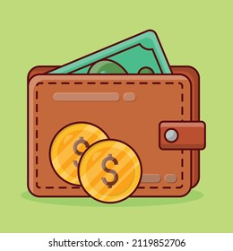wallet Vector illustration on a transparent background. Premium quality symmbols. Vector line flat icons for concept and graphic design. 