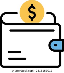 wallet Vector illustration on a transparent background. Premium quality symmbols. Line Color vector icons for concept and graphic design.