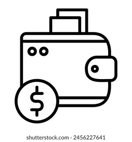 Wallet Vector Line Icon Design
