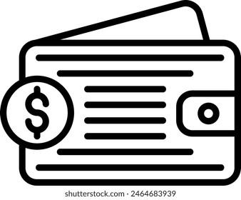 Wallet Vector Line Icon Design
