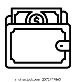 Wallet Vector Line Icon Design