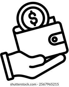Wallet Vector Lineal Icon On White Background.