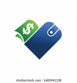 Wallet vector logo, dollar money vector logo