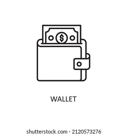 Ilustración de diseño del icono de contorno del vector de cartera. Símbolo de banca y pago en fondo blanco EPS 10 Archivo