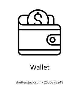 Wallet Vector  outline Icon Design illustration. User interface Symbol on White background EPS 10 File