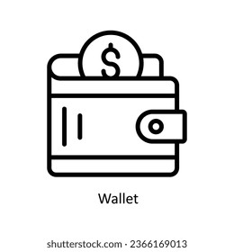 Wallet vector  outline Icon Design illustration. Web store Symbol on White background EPS 10 File 