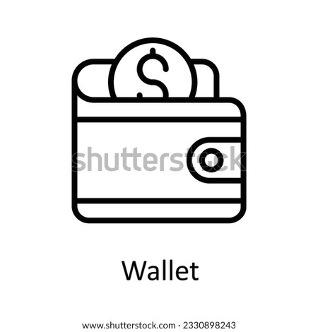 Wallet Vector  outline Icon Design illustration. User interface Symbol on White background EPS 10 File