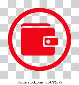 Wallet vector rounded icon. Image style is a flat icon symbol inside a circle, red color, transparent background.