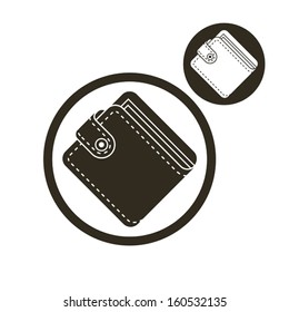 Wallet vector simple single color icon isolated on white background, includes invert version for you to choose.