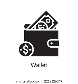 Wallet Vector Solid Icon Design illustration. Banking and Payment Symbol on White background EPS 10 File