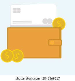 Wallet vector symbol with dollar coins for financial topics