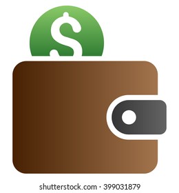 Wallet vector toolbar icon for software design. Style is a gradient icon symbol on a white background.